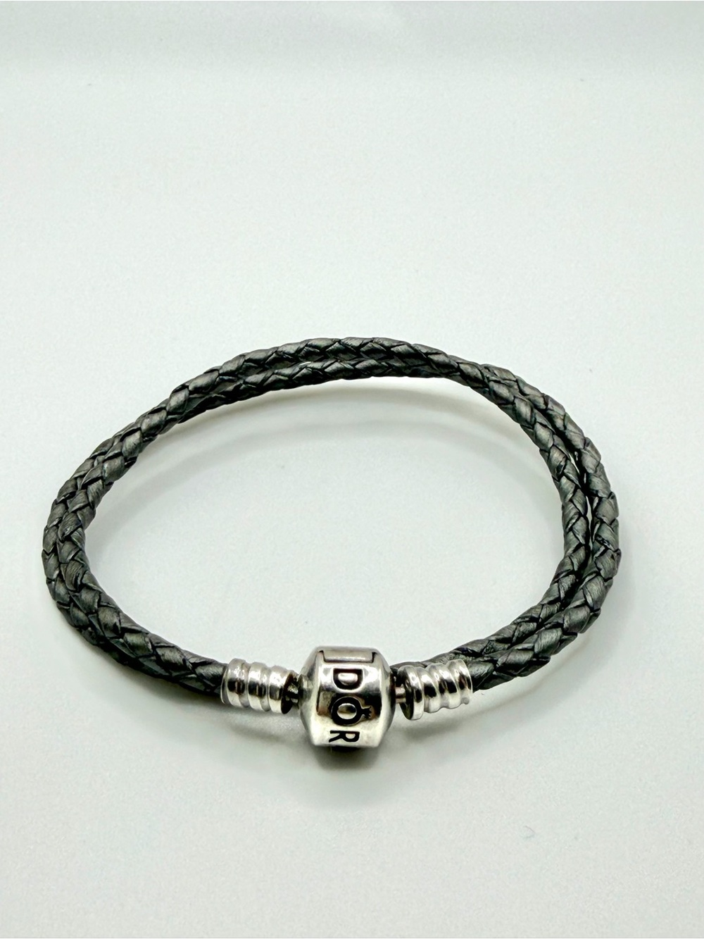 Pandora Black Double Leather Wrap Bracelet S925 ALE Sterling Silver